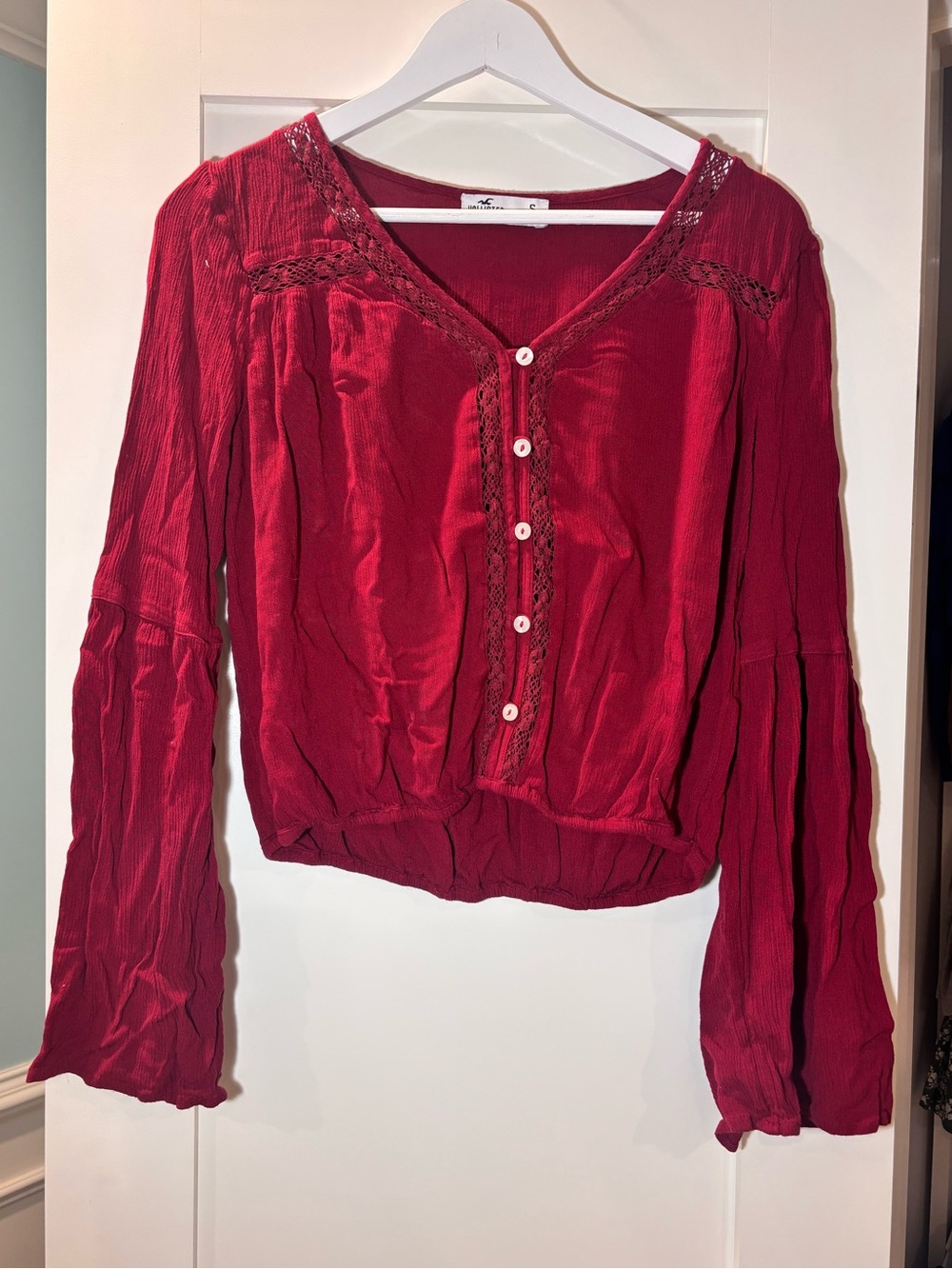 Red Flowy Button Blouse